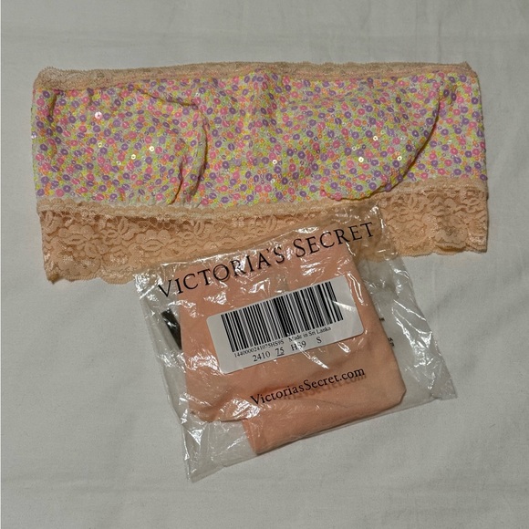 Victoria's Secret Floral Lace Panty Set - Pink and Tan - Picture 3 of 3